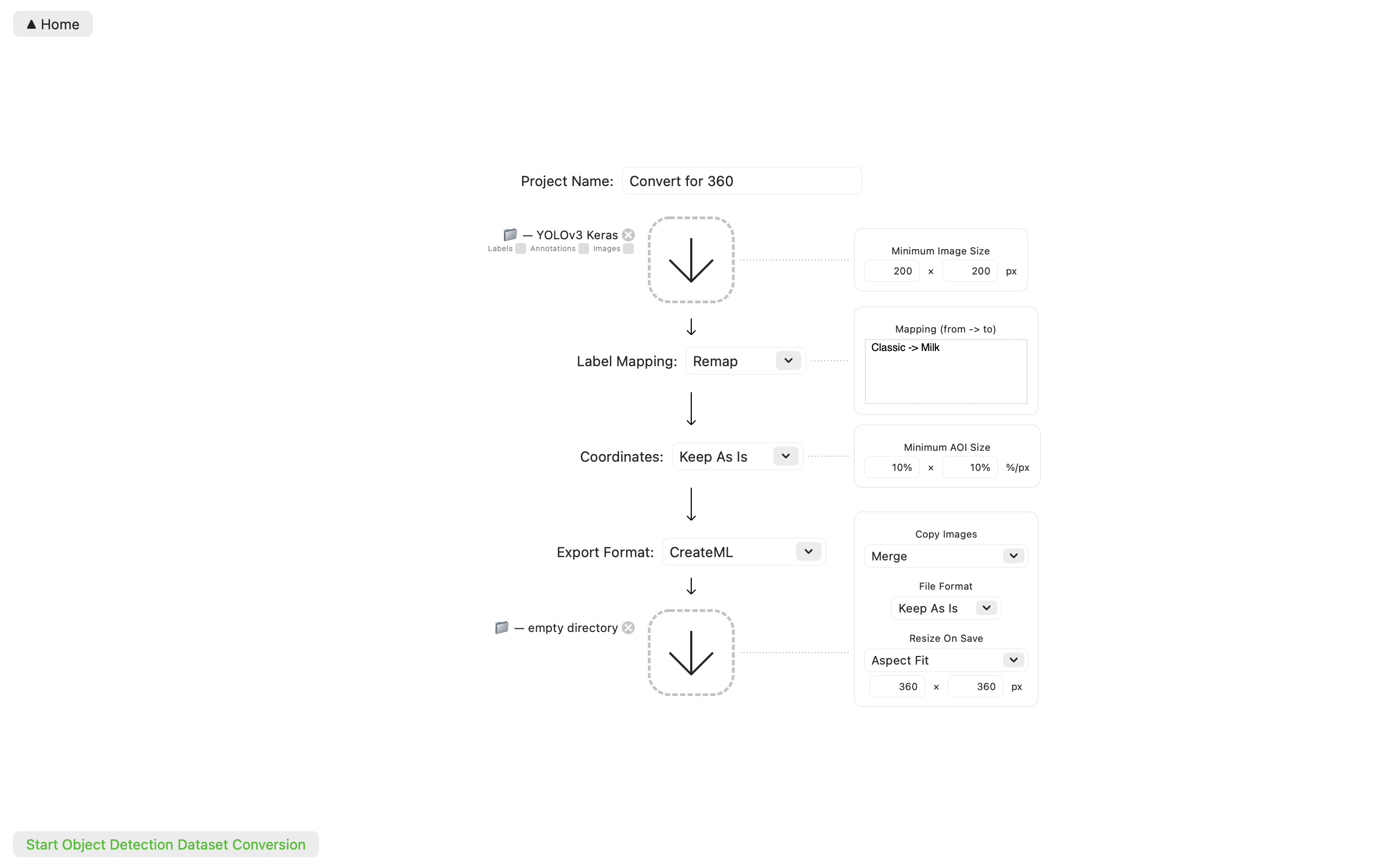 Conversion Project Settings